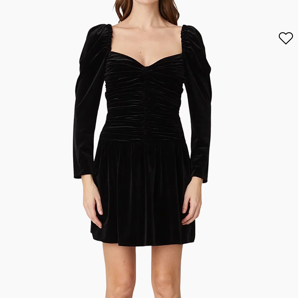 Shoshanna Black Mari Ruched Velvet Long Sleeve Mini Cocktail Dress Nwt Sz 6